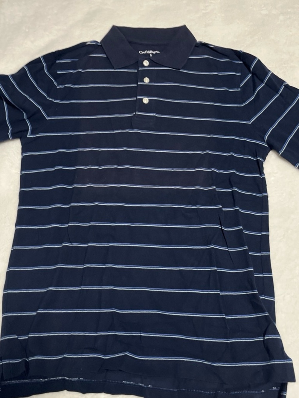 Crate&Barrel Navy Polo with Light Blue Stripes